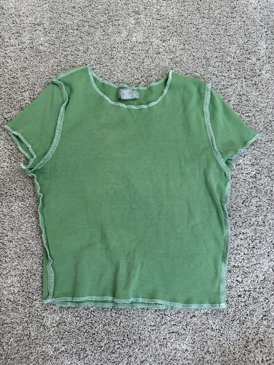 Sky and Sparrow Tops - Sky and Sparrow Green Short Sleeve Seam-Edge Tee